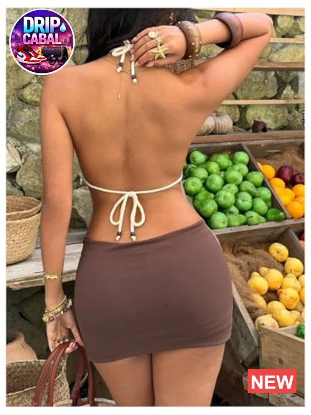 Boho Crochet Halter Top Asymmetrical V Neck Camisole Summer Vacation Beach - Picture 3 of 7